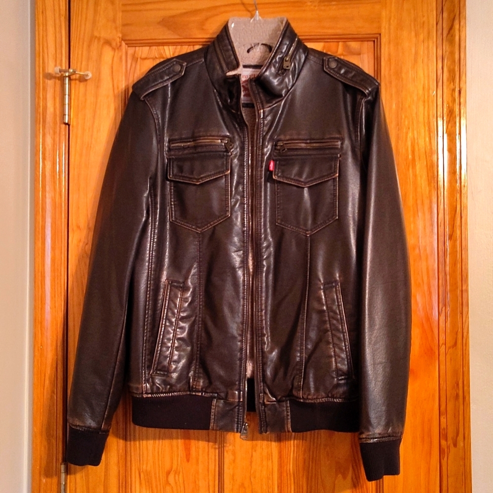 Levi Strauss & Co. Brown Leather Look Bomber Jacket